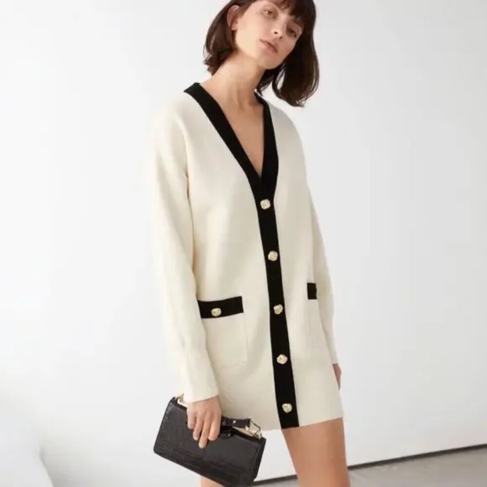 & Other Stories Oversized Gold Button Cardigan Size Medium